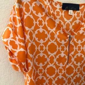 Orange & White Blouse